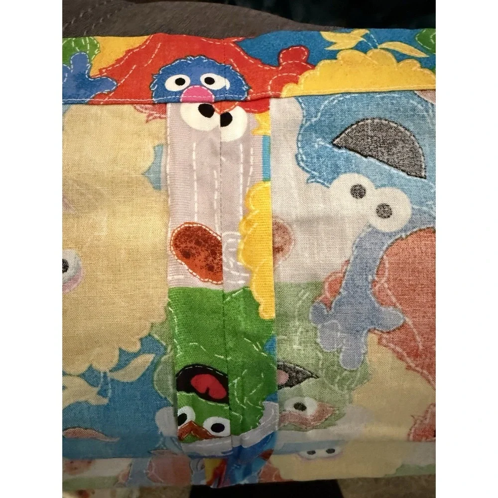 Rare Homemade Sesame Street Double Curtain And Valance Or Fabric 75x73 Val. 80